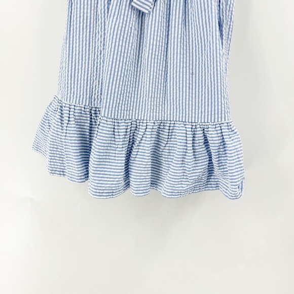 ✅ BODEN SEESUCKER BLUE/WHITE Fit & Flare Dress Penzance/Ivory GIRLS SIZE 7-8 - Picture 2 of 9